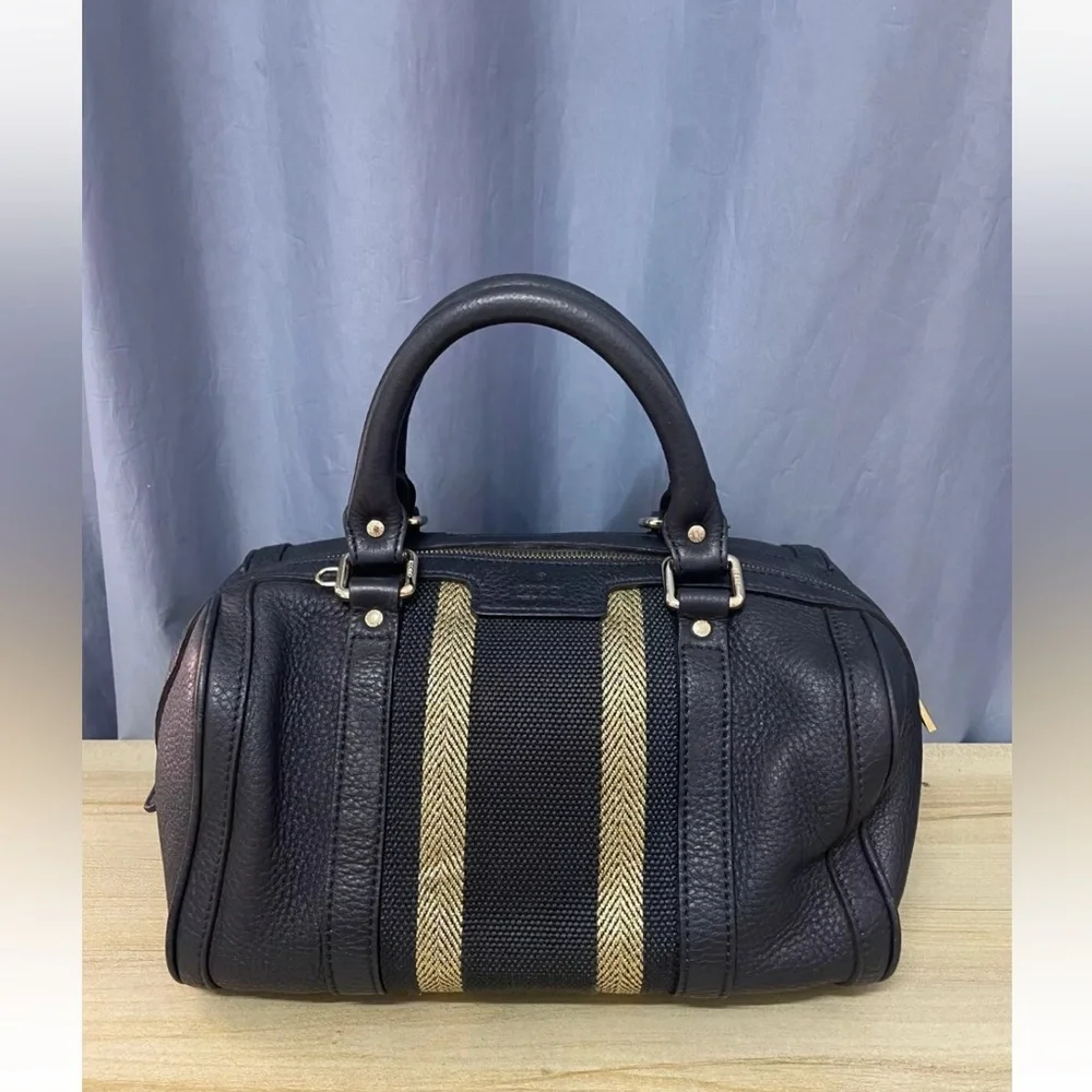 GUCCI Web Boston Striped Bag Leather - Picture 3 of 13
